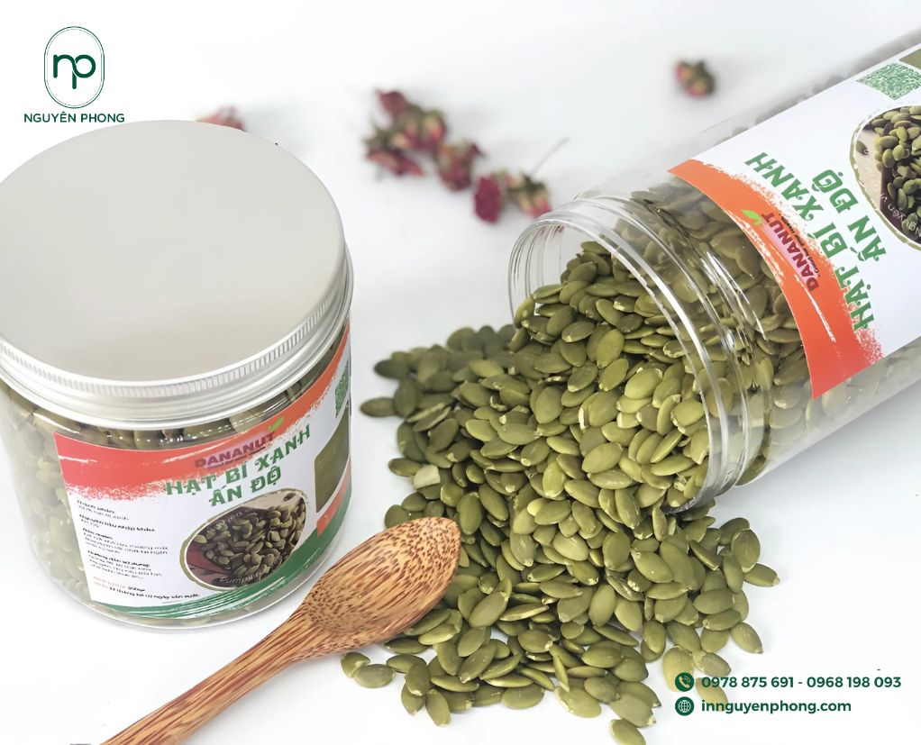Mẫu tem dán hạt bí xanh